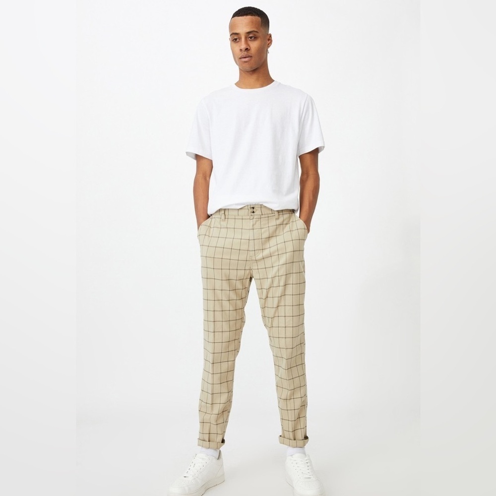 NWT - Cotton On Oxford Trousers in Beige Window - Size 28